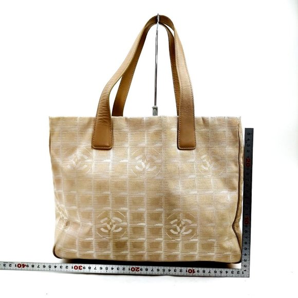 Chanel travel line Beige tan airplane  carry on hand bag purse jacquard - Picture 2 of 9